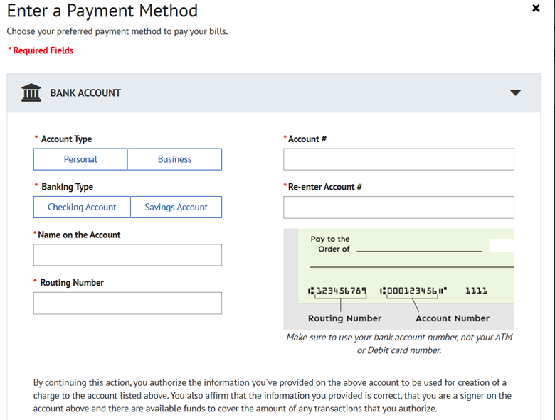 Screenshot of cc form