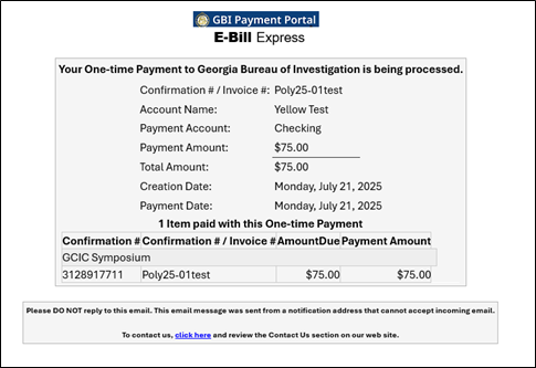 Screenshot of receipt